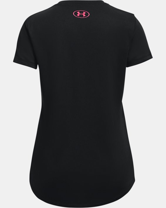 Girls' UA Tech™ Sportstyle Big Logo Short Sleeve, Black, pdpMainDesktop image number 1